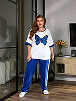 Летний женский прогулочный костюм -брюки и футболка с 48 по 58 размер