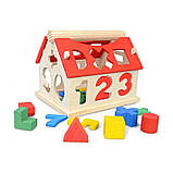 Дитячий дерев'яний Будиночок-сортер цифри YG Toys, від 3 років, 12*15 см | Розвиваючий сортер математика, фото 2