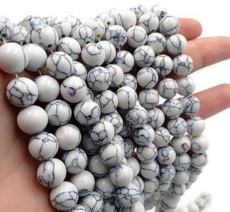 Намистини Агат / Штучні / Ø 12 мм прес. / Нитка ≈ 30 намистин