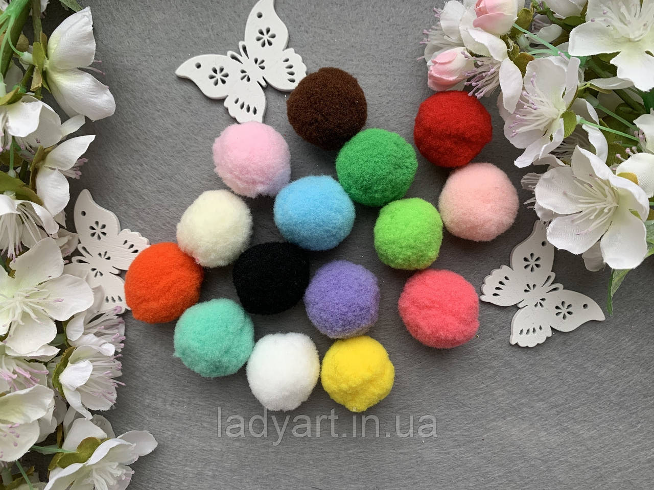 Помпон люкс 3 см, 50 шт/уп., мікс, фото 1