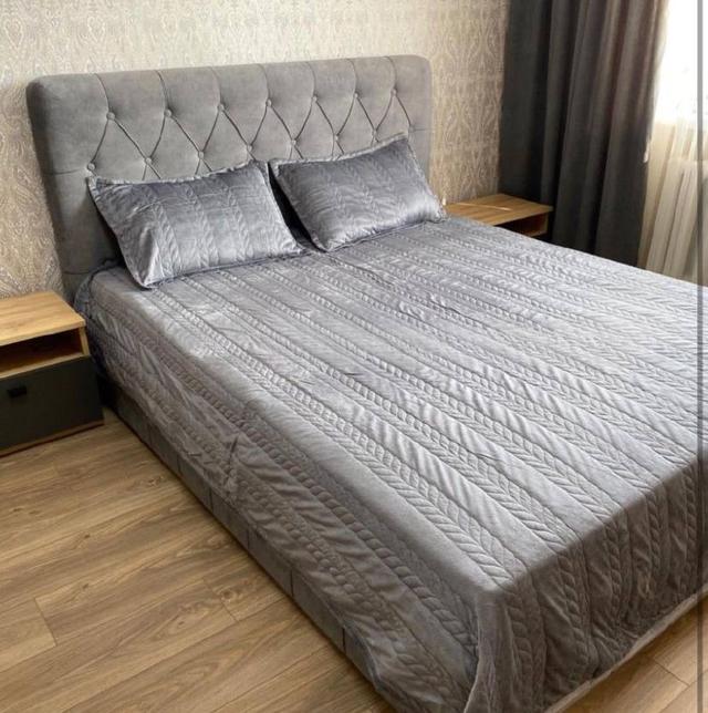 Покрывало велюровое на кровать 220х240 см (без наволочок) Серый (ID ...