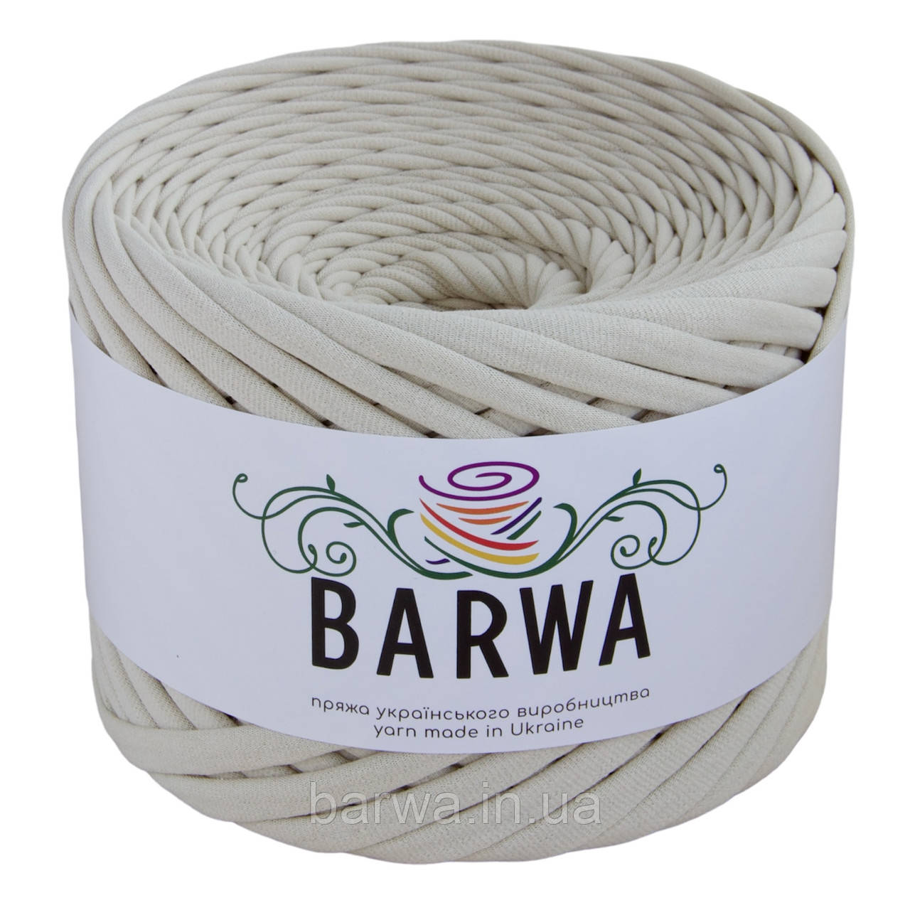 Пряжа трикотажна BARWA 7-9 мм, 50 метрів (півбобіна), Айворі