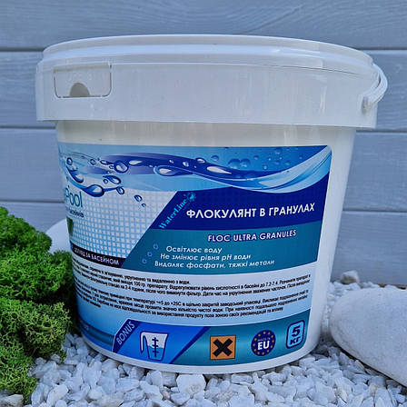 Коагулянт (флокулянт) проти мутності у воді Crystal Pool Floc Ultra Granules 5 кг у гранулах, фото 1