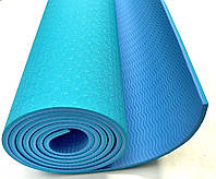 Коврик для йоги из каучука двуслойный бирюзовый/голубой 180 х 61 х 0,6 см