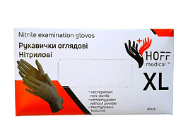 Рукавички нітрилові текстуровані, Hoff Medical Чорні (5 г) щільні (100 шт./уп.) розмір XL