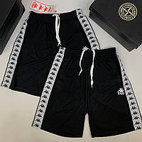 Шорты Kappa мужские черные шорты Kappa для спорта с лампасами для бега брэндовые Kappa