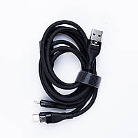 Універсальний зарядний кабель 3 в 1 шнур Type-C/Micro-USB/Lightning