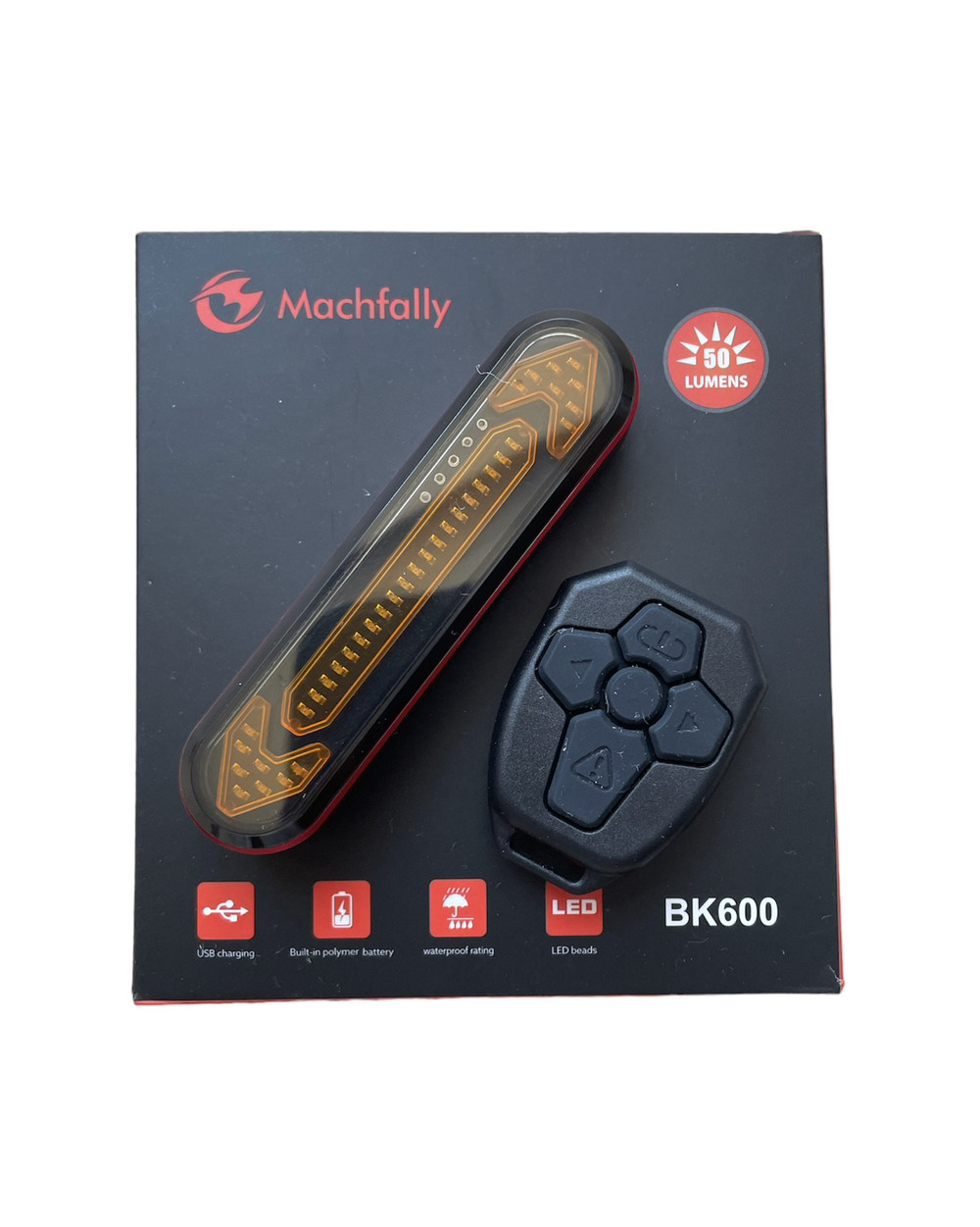 Фонтар для велосипеда (габарит) ВК600 stop повороти + б.п. пульт, micro USB 6 ріж.