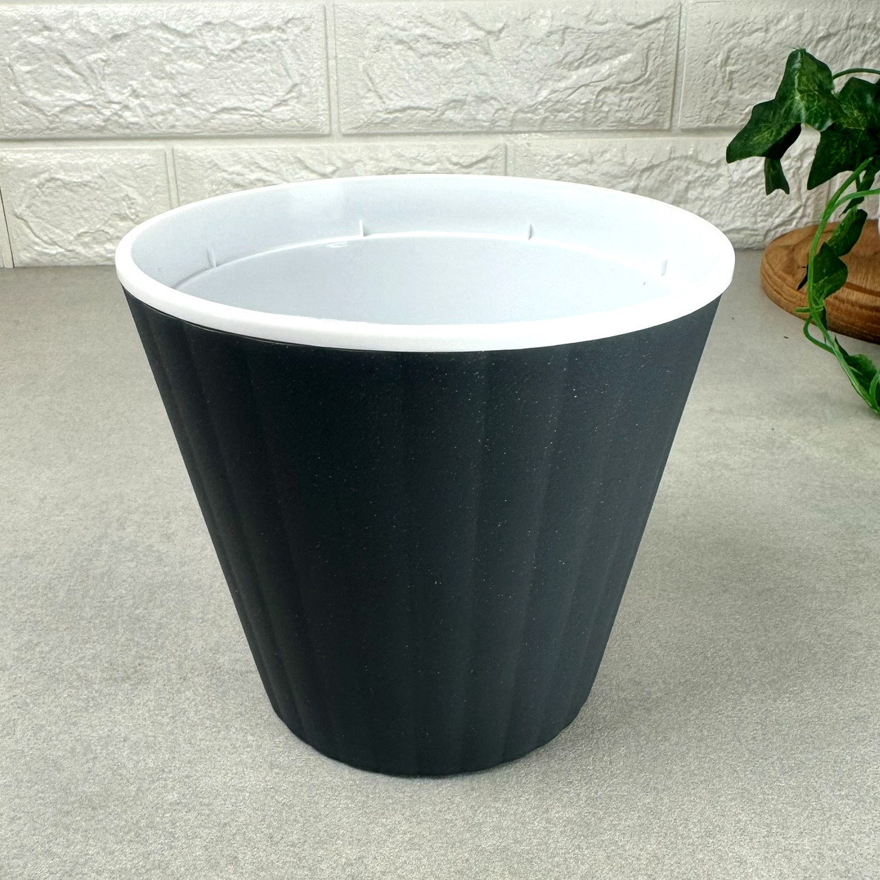 Подвійний квітковий горщик із дренажною вставкою 2,4 л Граніт, Ібіс Алеана