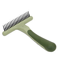 Грабли однорядные для шерсти собак Safari Undercoat Rake 16 х 11 см Зеленый (76484612305) EM, код: 7937468