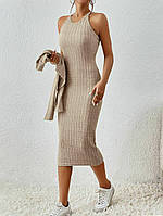 Сукня жіноча облягаюча у наборі з кофтою у рубчик (Норма), фото 8