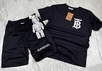 Burberry мужской брендовый летний комплект черная футболка и шорты Барбери 138lk