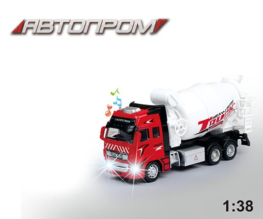 KMAP7512B Машина металева Автопром 1:38, бетоновоз, батарейки, світло, звук, коробка