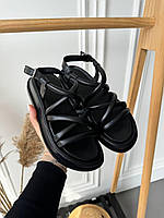 Босоножки - римлянки женские кожаные, сандалии с переплетами, натуральная кожа, Черный, 37