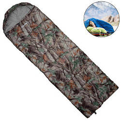 Спальний мішок ковдра з капюшоном Ranger Germes Camo. 220x75см. -5/+10°C. Кемпінговий спальник Рейнджер RA_6637.