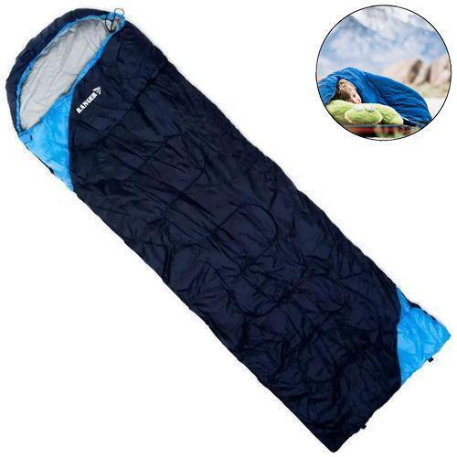 Спальний мішок ковдра з капюшоном Ranger Germes Black-Blue. 220x75см. -5/+10C°. Кемпінговий спальник Рейнджер RA_6629.