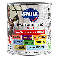 Емаль-експрес "SMILE" Смарагдова Молотковий ефект 3в1 0,7 кг /6шт