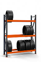 Стеллаж для колес и шин 200х134х50 см серо-оранжевый 3 яруса AB-tire-331785
