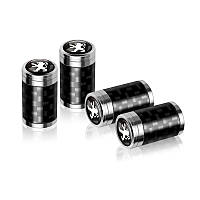 Ковпачки на ніпель для Пежо Carbon Style Silver Peugeot (4 шт.)