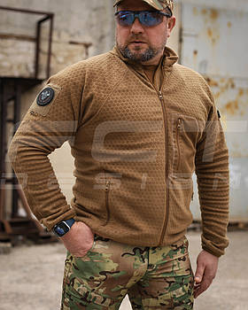 Кофта фліс соти Гексагон на блискавці Койот