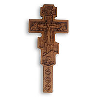 Хрест ручний різьблений з дерева з розп'яттям в церкву храм для священників та священнослужителів 32х14,5 см
