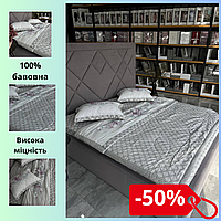 Летнее постельное белье с готовым одеялом 200х230 Качественное хлопковое постельное белье евроразмера Серый