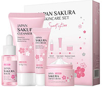 Набор косметики для увлажнения и омоложения кожи лица 4 в 1 Laikou Japan Sakura, 4 продукта