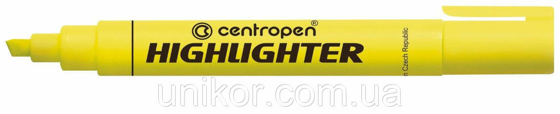 Маркер текстовий 1-4.6 мм., корпус круглий, "Highlighter", жовтий. CENTROPEN