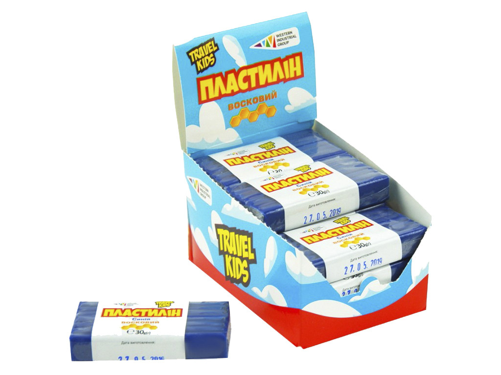 Пластилін восковий СД2 1 шт. 30 г, синій (бокс 12 шт.)