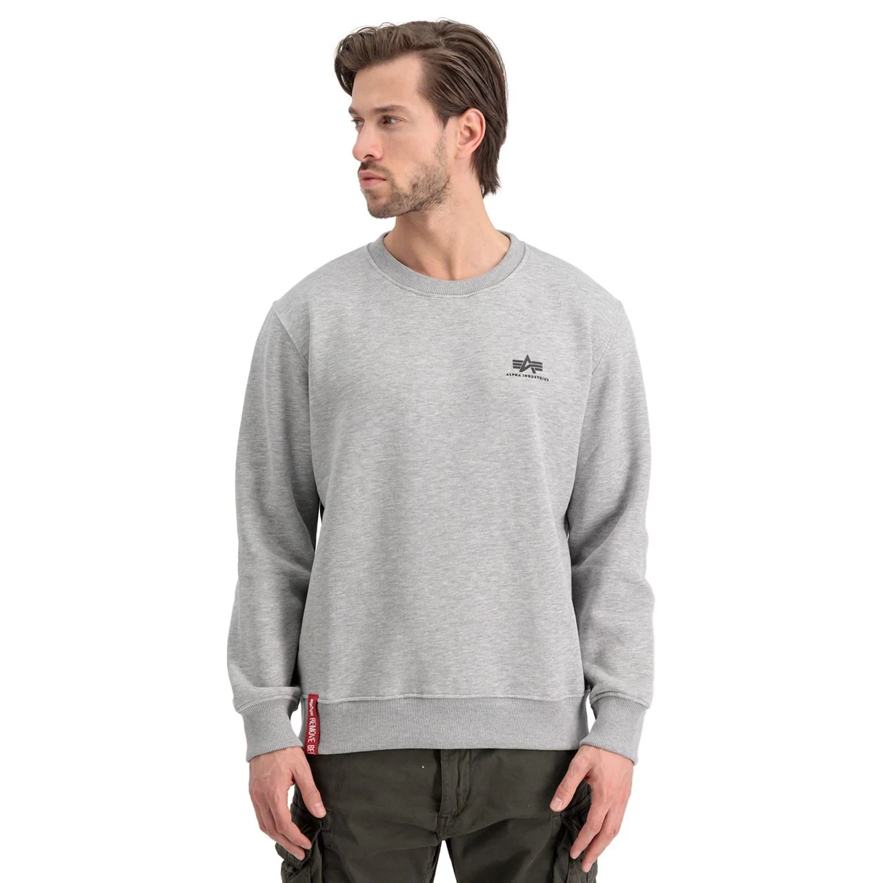 Кофта Alpha Industries Basic Sweater Small Logo - Grey Heather - фото 2 - id-p2181451813