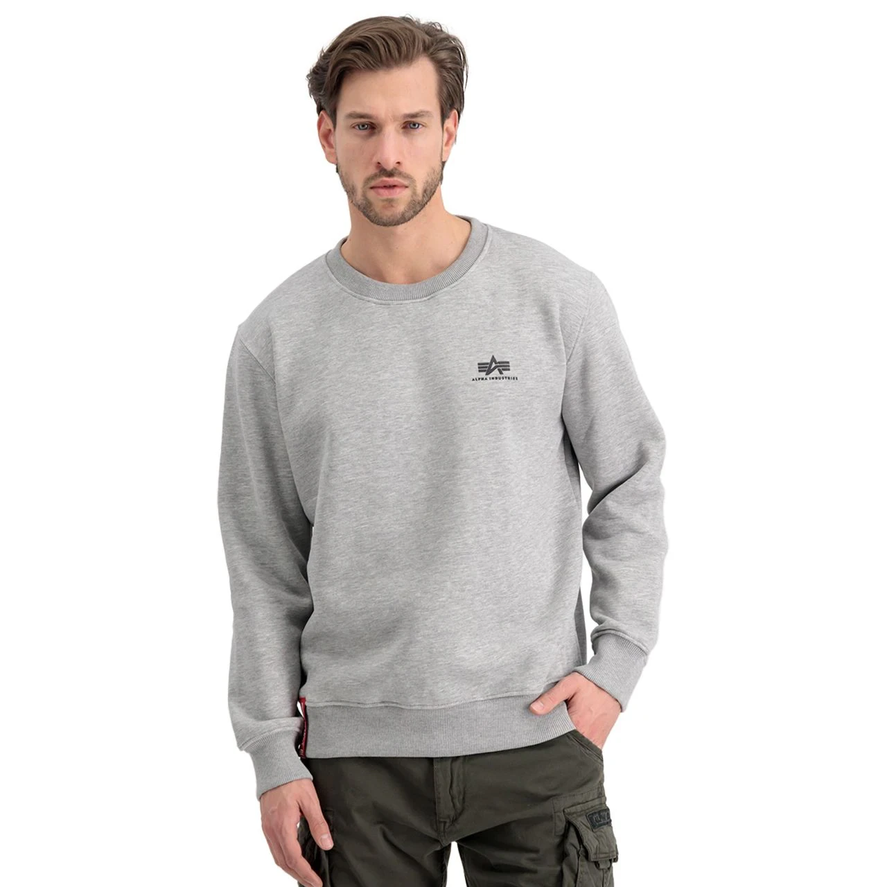 Кофта Alpha Industries Basic Sweater Small Logo - Grey Heather - фото 3 - id-p2181451813