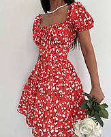 Модное воздушное нарядное платье Ткань Штапель принт Размеры 42-44,44-46 Цвета 3 Красный