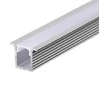 Алюмінієвий профіль LS101b з матовим розсіювачем вузький для світлодіодної стрічки 3м анодований (ціна 1м)