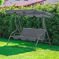 Садовая качеля с навесом GardenLine LUX трехместная для сада дома дачи до 250 кг Серый