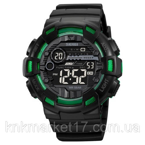 Водонепроникний до 5 атм цифровий годинник Skmei 2110BKGN Black-Green, фото 1