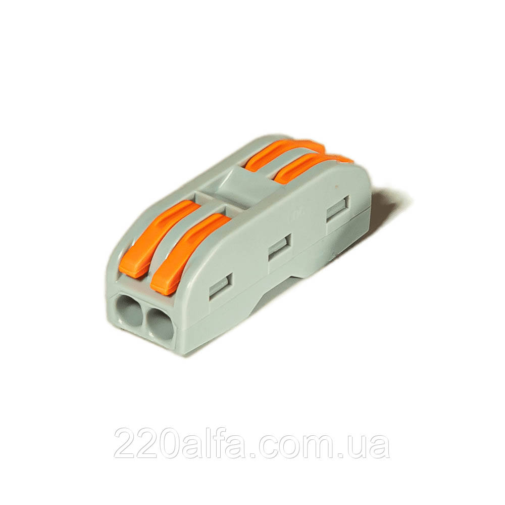 Клемa прохідна PCT-222 самозатискна. Клемa швидкого монтажу 2pin-2pin. 32А 250/600V. 0,08-4,0 мм2