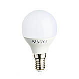 LED-лампа Е14 G45 8W нейтральна біла 4100К SIVIO, фото 2