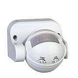 Датчик руху для освітлення настінний накладний білий 180° макс.1200 Вт, фото 3