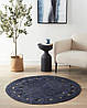 Круглий джутовий килим ø 120 см Темно-синій KOYUNLU, фото 2