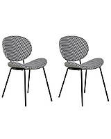 Набор из 2 обеденных стульев с тканью «гусиные лапки», черно-белый LUANA
