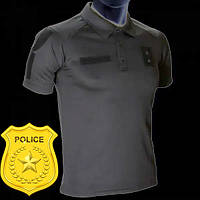 Футболка Поло черная Cool-Max Police (полицейская футболка polo, одежда для полицейских)