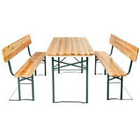 Садовая мебель стол + две скамьи со спинкой 176 см раскладные Германия