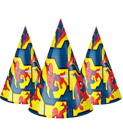 Ковпачки на день народження "Людина павук" (5шт.), Україна, 15 см, фото 1