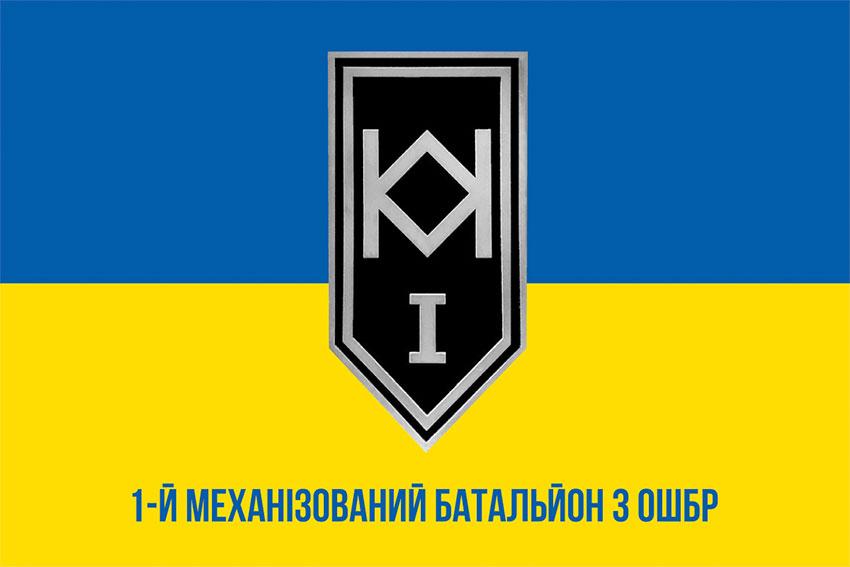Прапор 1 механізованого батальйона 3 ОШБр ЗСУ синьо-жовтий 1
