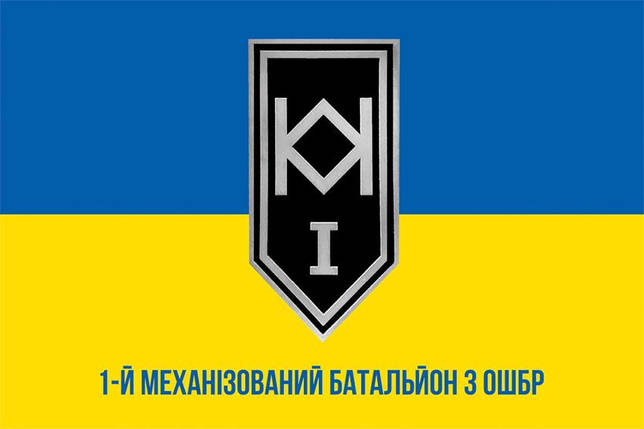 Прапор 1 механізованого батальйона 3 ОШБр ЗСУ синьо-жовтий 1, фото 1
