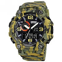 BTI Часы наручные мужские SKMEI 1520CMGN CAMO GREEN, часы военные мужские, для военнослужащих. Цвет: камуфляж