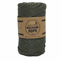 Кручений бавовняний шнур Macrame Rope Maccaroni 4 мм,оливковый