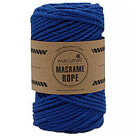 Кручений бавовняний шнур Macrame Rope Maccaroni 4 мм,синий