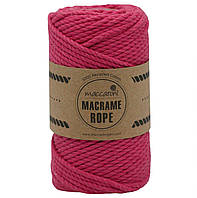 Кручений бавовняний шнур Macrame Rope Maccaroni 4 мм, малиновый