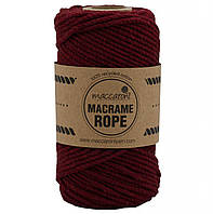 Кручений бавовняний шнур Macrame Rope Maccaroni 4 мм, бордовый